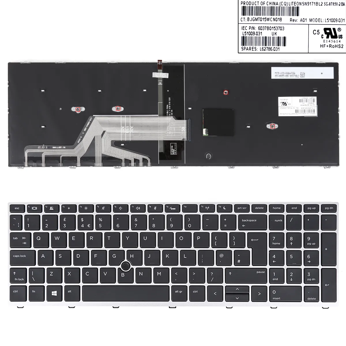 Picture of HP ProBook 650 G4 650 G5 SILVER FRAME BLACK（Backlit，With Point，win8）